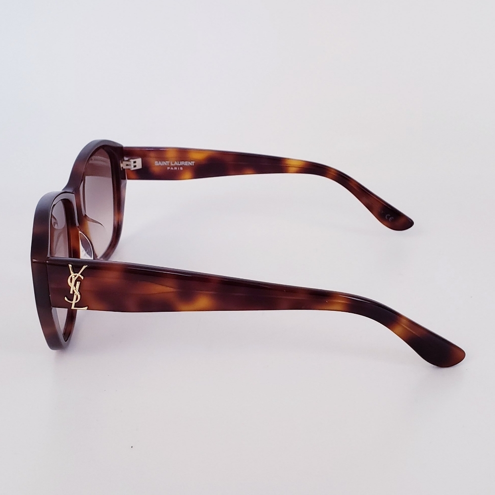 SAINT LAURENT Havana Brown Gold Logo 57 mm Women's Sunglasses - Picture 4 of 5
